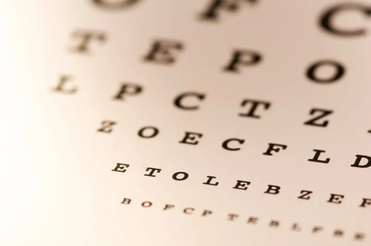 Close-up of an eye chart used for vision testing.